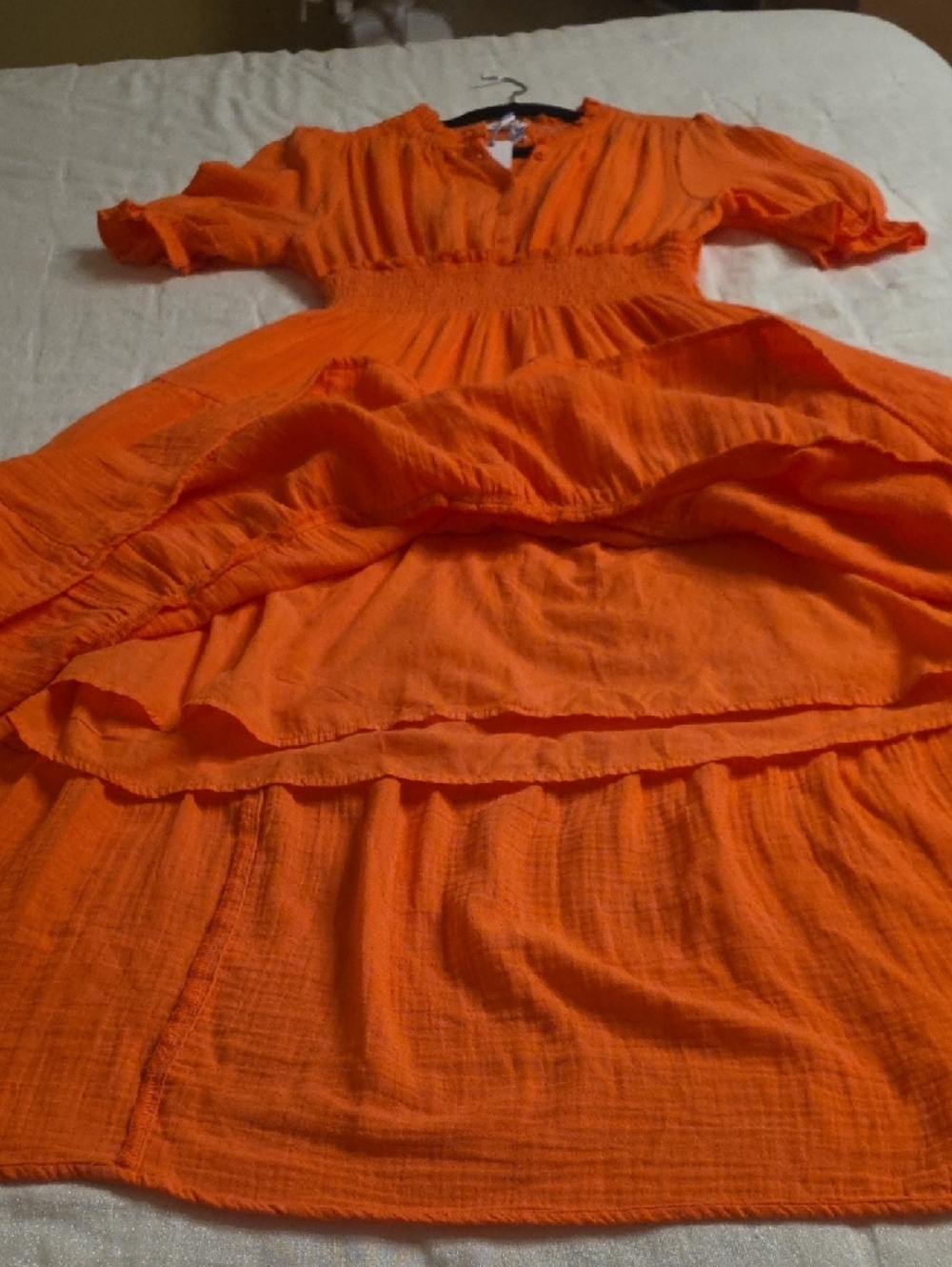 Southern Tide Christa Sunset Coral Cotton Tiered Maxi Dress Size M - Picture 12 of 16